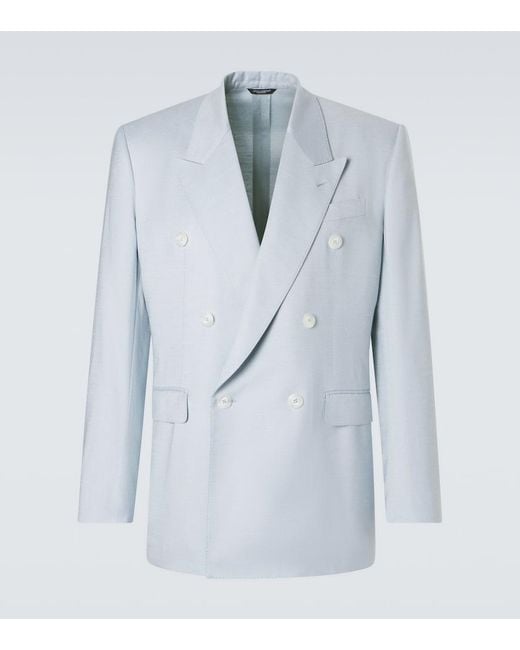 Dolce & Gabbana Blue Double-Breasted Blazer for men