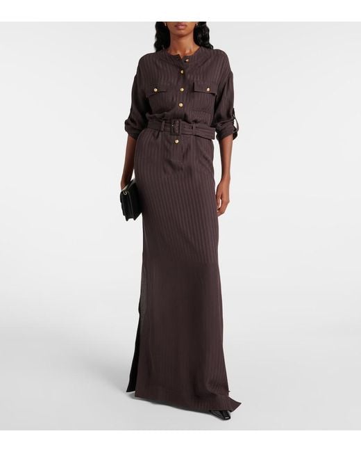 Tom Ford Brown Striped Belted Shirt Dress