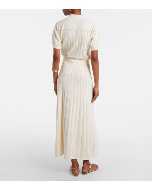 Faithfull The Brand White Mieralla Pointelle Cotton-Blend Maxi Skirt