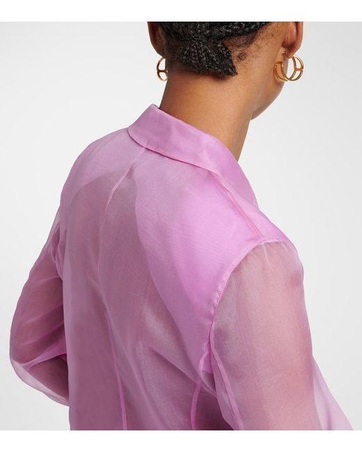 Max Mara Pink Silk Light Knit Double-Breasted Blazer