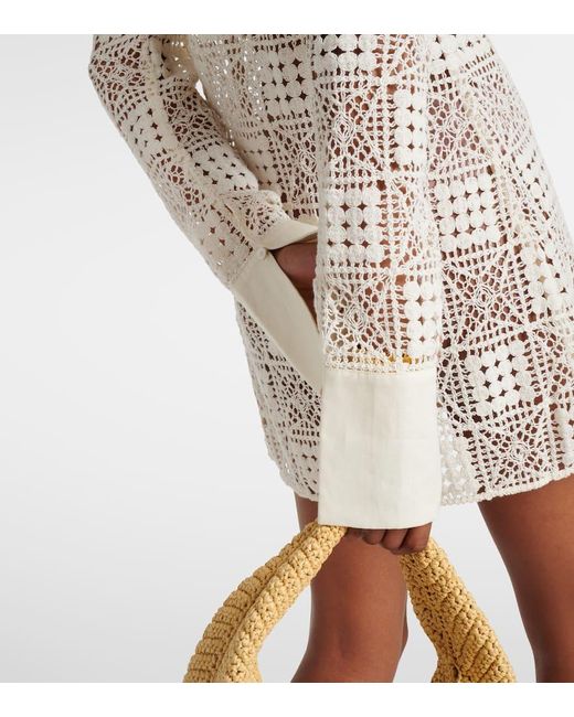 Sir. The Label White Rayure Crochet Cotton Minidress