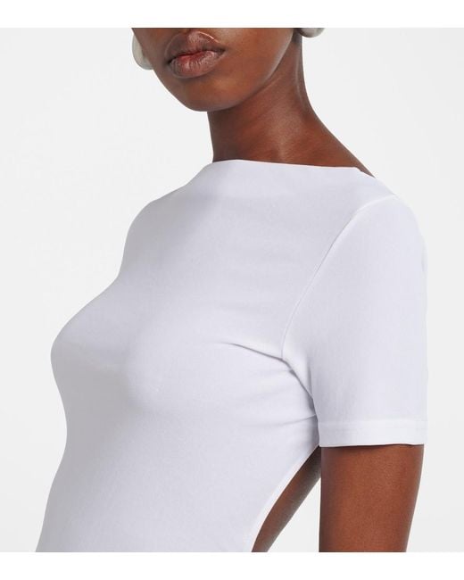 Jacquemus White The Sole Cutout Jersey Midi Dress