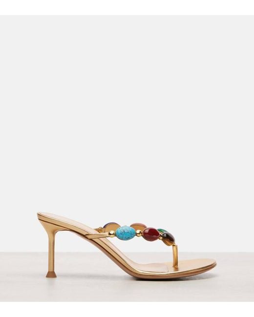 Gianvito Rossi Multicolor Shanti Embellished Leather Thong Sandals