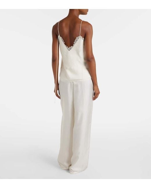 Rohe White Lace-Trimmed Satin Camisole