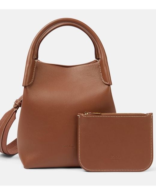 Loro Piana Brown Bale Small Leather Tote Bag