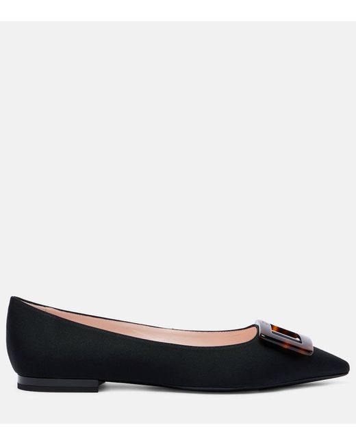 Roger Vivier Black Gommettine Grosgrain Ballet Flats