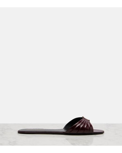 Saint Laurent Brown Babylone Leather Slides