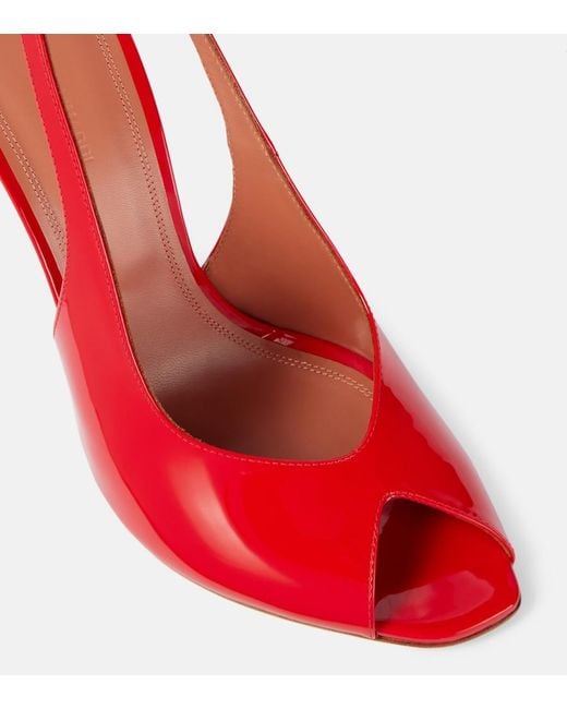 AMINA MUADDI Red Kristina 105 Patent Leather Peep-Toe Pumps