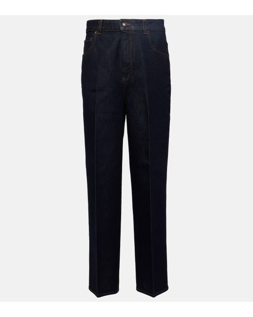 Loro Piana Blue High-rise Cropped Straight Jeans