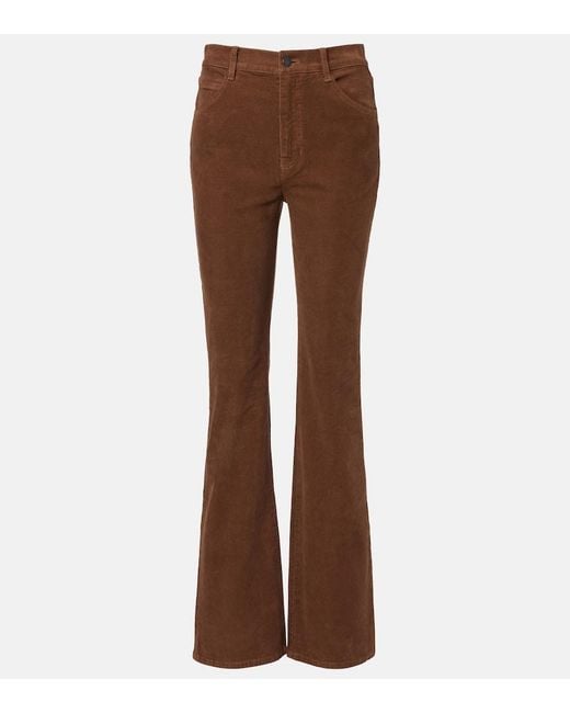 Nili Lotan Brown Joan High-Rise Cotton-Blend Corduroy Flared Pants