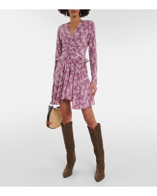 Isabel Marant Pink Usmara Printed Silk-Blend Minidress