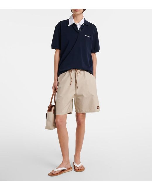 Miu Miu Natural Cotton-Blend Bermuda Shorts
