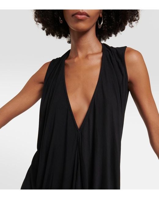 Rick Owens Black Lilies Draped Jersey Top