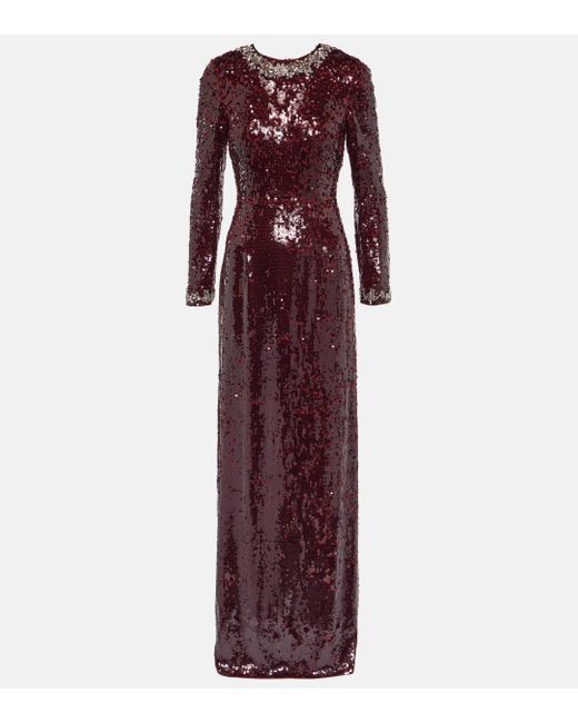 Erdem Purple Yoanna Sequin-embellished Woven Maxi Dress