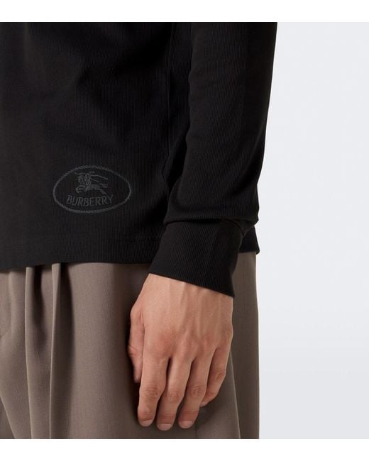 Burberry Black Cotton Henley Shirt for men