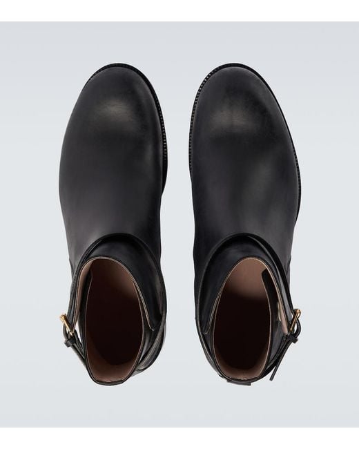 The Row Black Nobilis Leather Ankle Boots for men