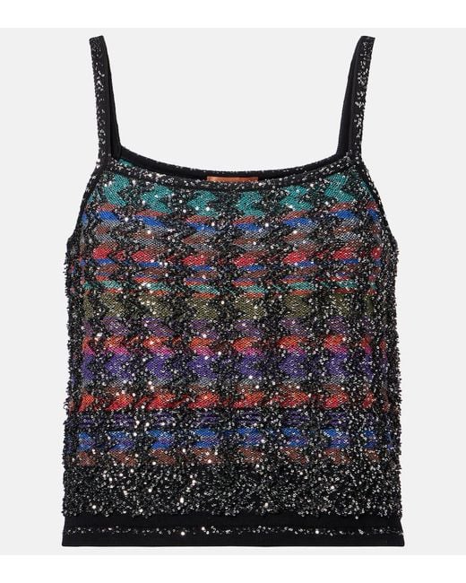 Missoni Black Gestreiftes Oberteil Mit Pailletten