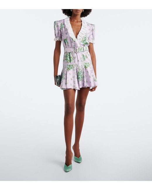 Rodarte White Floral Silk Twill Minidress