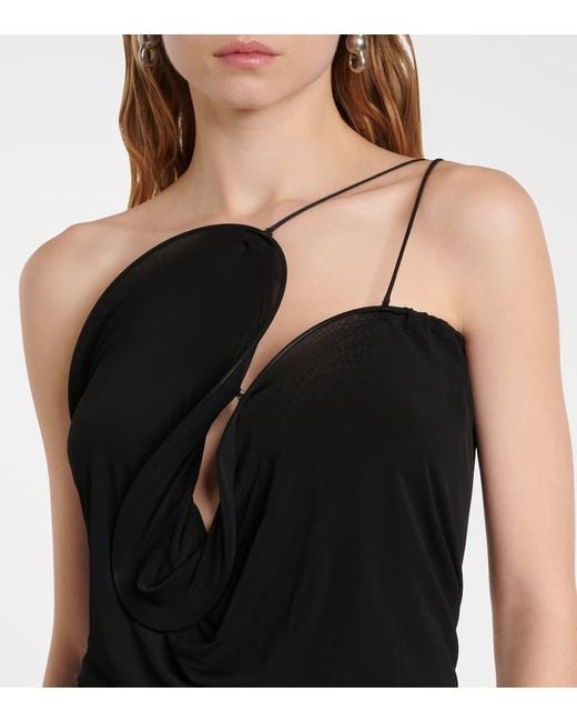 Christopher Esber Black Asymmetric Jersey Midi Dress