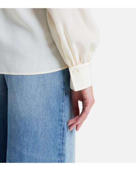 Chloé Natural Lace-Trimmed Silk Crepe De Chine Blouse