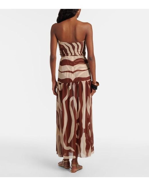 Johanna Ortiz Brown Printed Midi Skirt