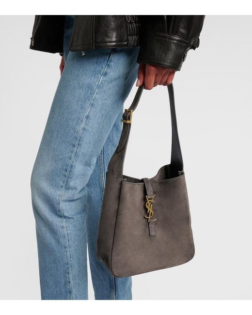 Saint Laurent Brown Le 5 A 7 Supple Small Suede Shoulder Bag