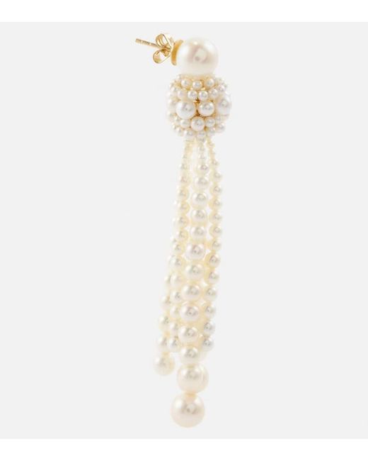 Sophie Bille Brahe White Colonna Grande 14kt Gold Earrings With Pearls