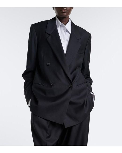 The Row Blue Isani Double-Breasted Virgin Wool Blazer