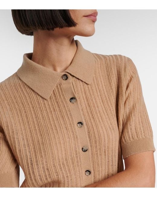 Jardin Des Orangers Natural Ribbed-Knit Cashmere Polo Shirt