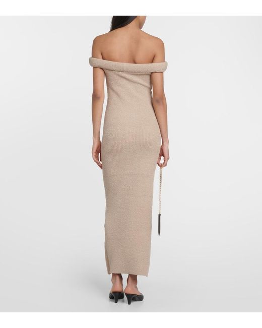 Totême Natural Knitted Off-Shoulder Midi Dress