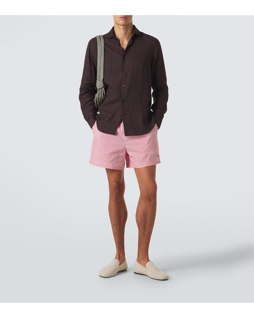 Frescobol Carioca Brown Antonio Linen Shirt for men