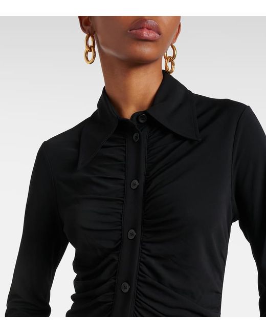 Proenza Schouler Black White Label Clara Ruched Crepe Jersey Shirt Dress