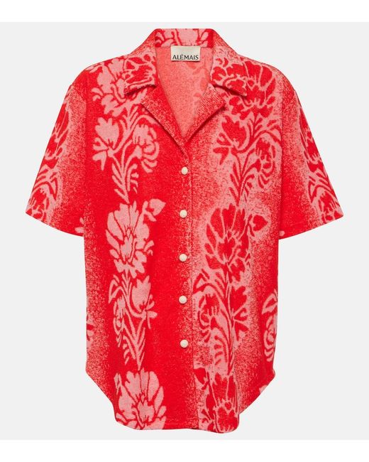 ALÉMAIS Red Martha Printed Cotton-Blend Shirt