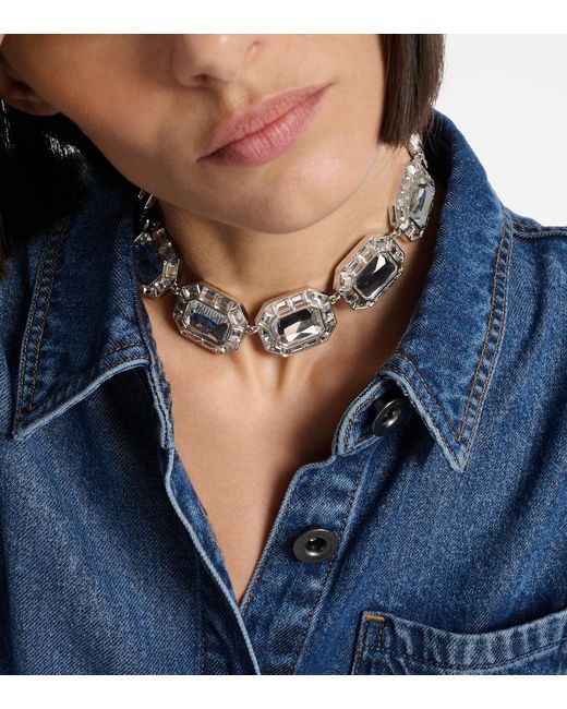 Self-Portrait White Crystal-Embellished Choker