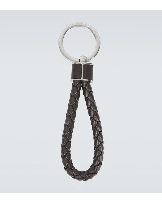 Bottega Veneta White Leather Keychain for men