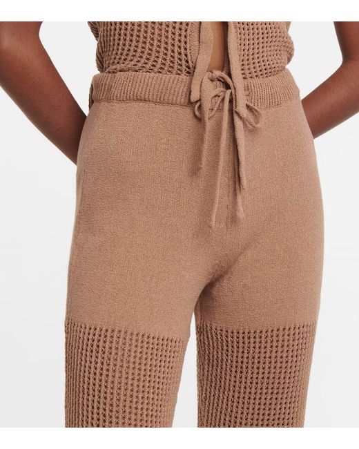 Nanushka Brown Kaela Crochet High-Rise Flared Pants