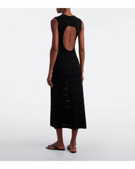 Eres Black Reguliere Striped Cotton-Blend Midi Dress