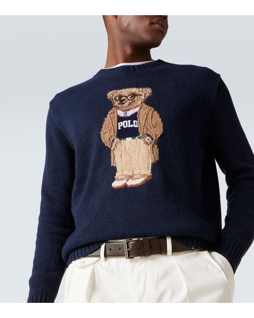 Polo Ralph Lauren Pullover Polo Bear Aus Leinen Und Baumwolle in Blue für Herren