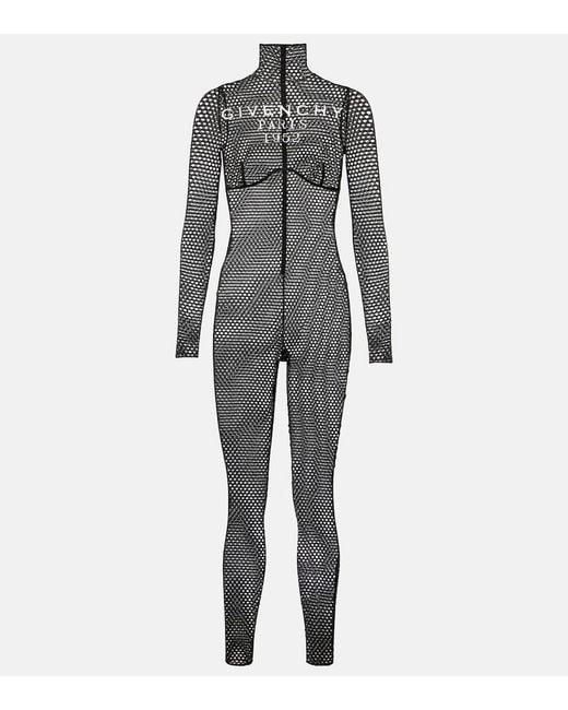 Givenchy Gray Mesh Turtleneck Bodysuit