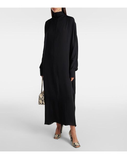 Khaite Black Lexi Silk Georgette Maxi Dress