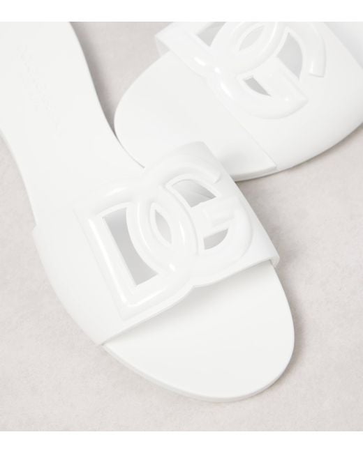 Dolce & Gabbana White Dg Cutout Rubber Slides