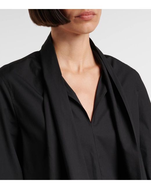 Max Mara Blue Schluppenbluse Bosforo Aus Einem Baumwollgemisch