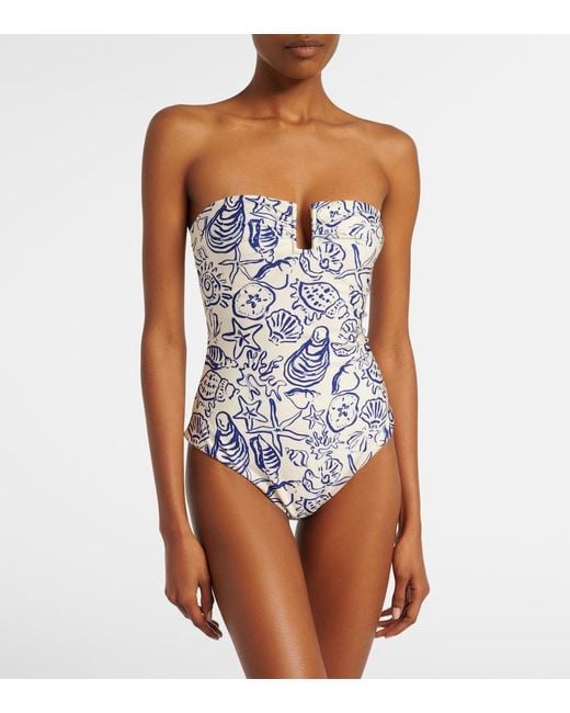 Jonathan Simkhai Blue Ottilie Printed Swimsuit
