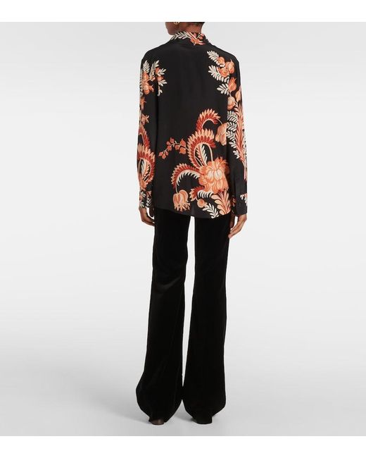 Etro Black Printed Silk Crepe De Chine Blouse
