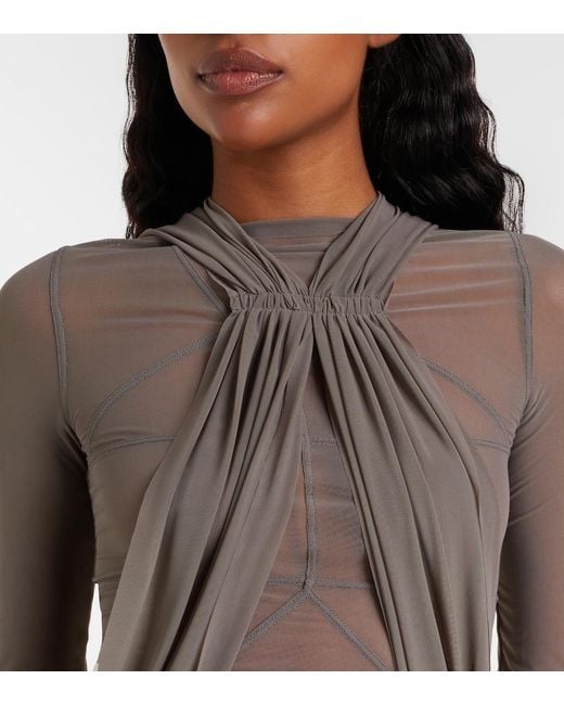 Rick Owens Gray Miami Cutout Sheer Tulle Bodysuit