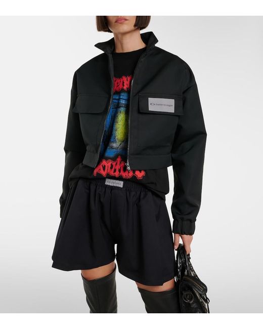Balenciaga Black Cropped Technical Faille Track Jacket