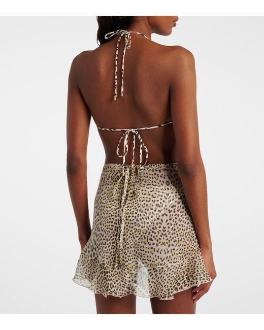 Roberto Cavalli Natural Leopard-Print Silk Beach Cover-Up