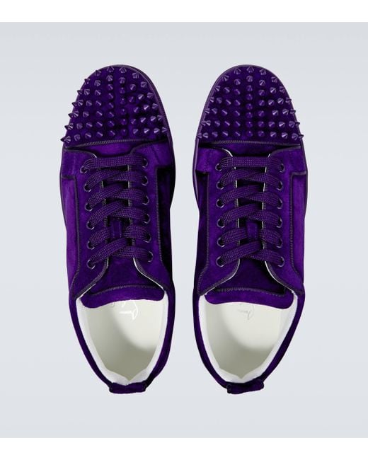 Christian Louboutin Purple Louis Junior Spikes Suede Sneakers for men