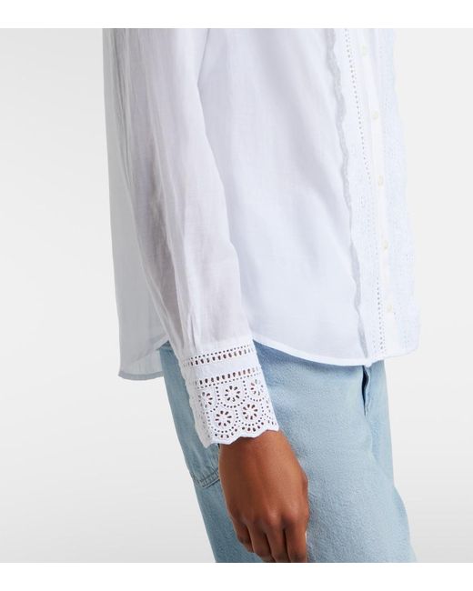 Veronica Beard White Clermont Broderie Anglaise Cotton-Blend Shirt