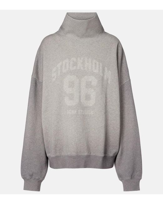 Acne Gray Logo Printed Cotton Jersey Sweatshirt